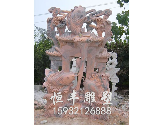 鲤鱼跃龙门雕塑